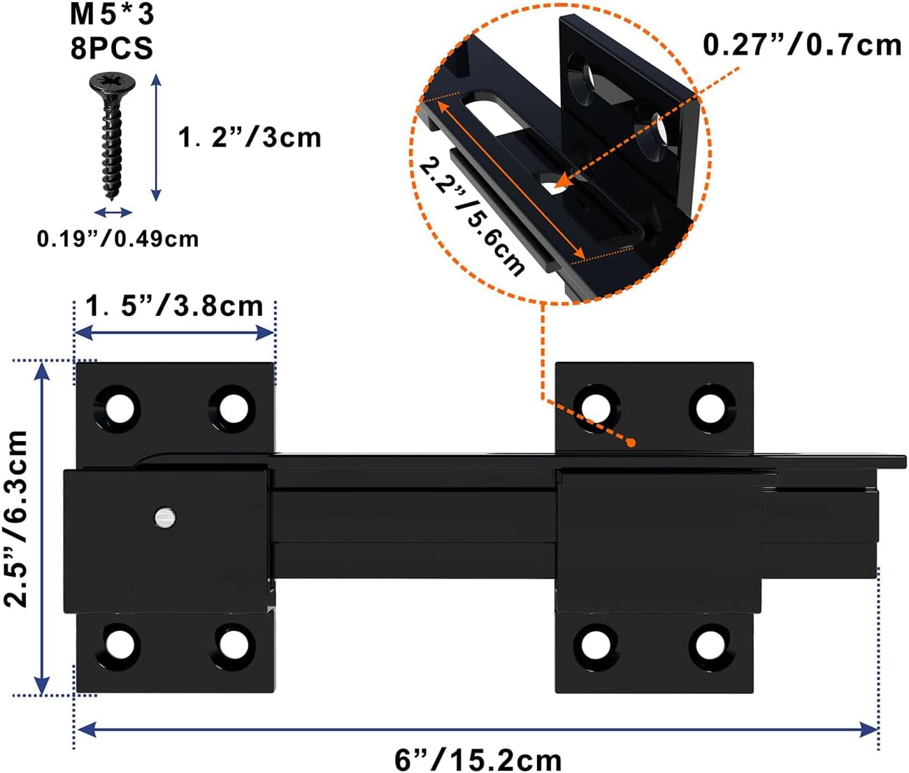 Aluminum Alloy Flip Gate Latch Lock with Padlock Hole - Adjustable Outdoor Door Lock for Gate, Barn, Shed, Garage - VANROUG (1)