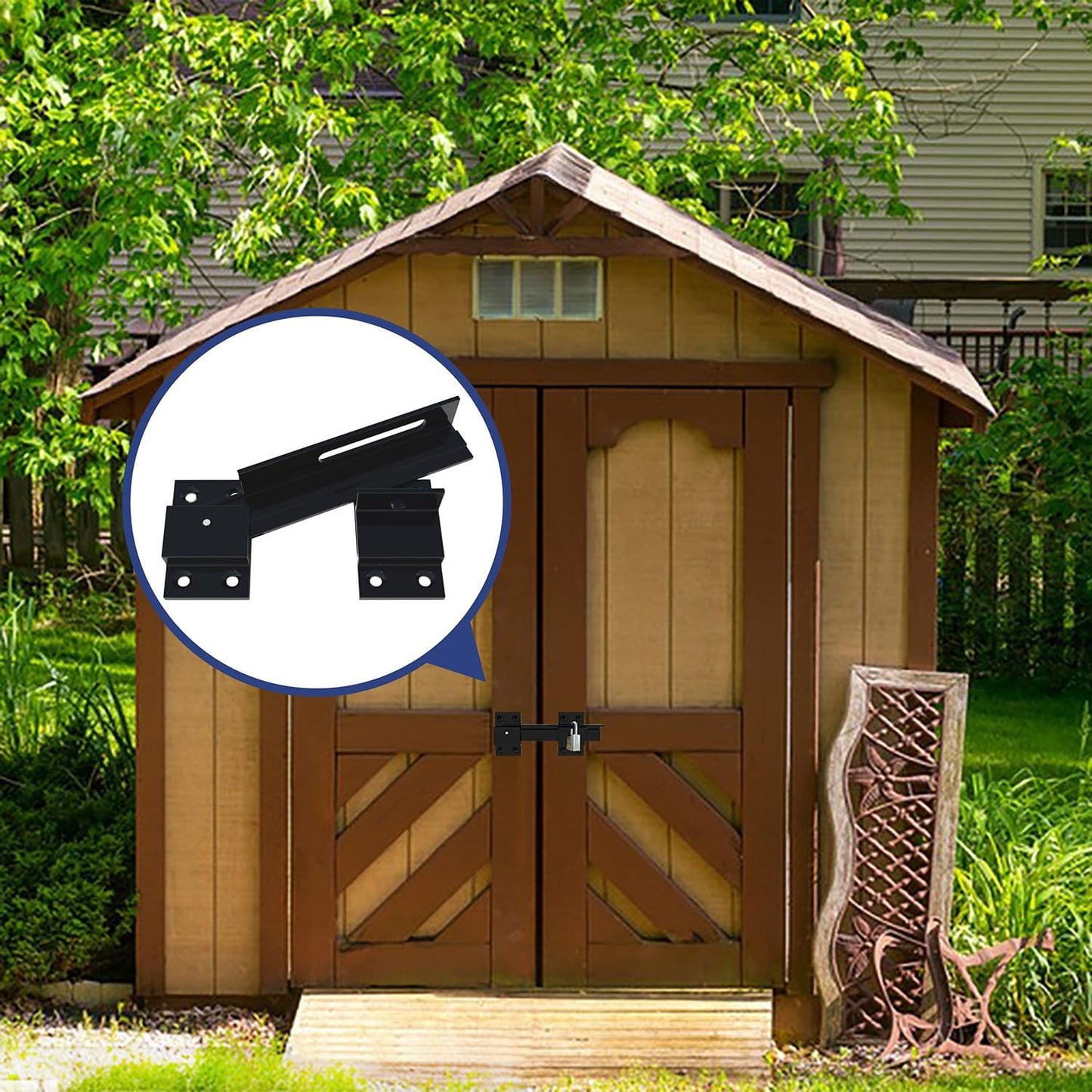 Aluminum Alloy Flip Gate Latch Lock with Padlock Hole - Adjustable Outdoor Door Lock for Gate, Barn, Shed, Garage - VANROUG (1)