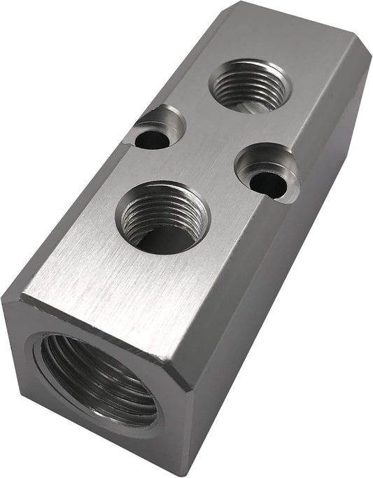 Aluminum Alloy NACX 2 Way Pneumatic Manifold with G1/2 Supply Port and G1/4-Inch Output Port