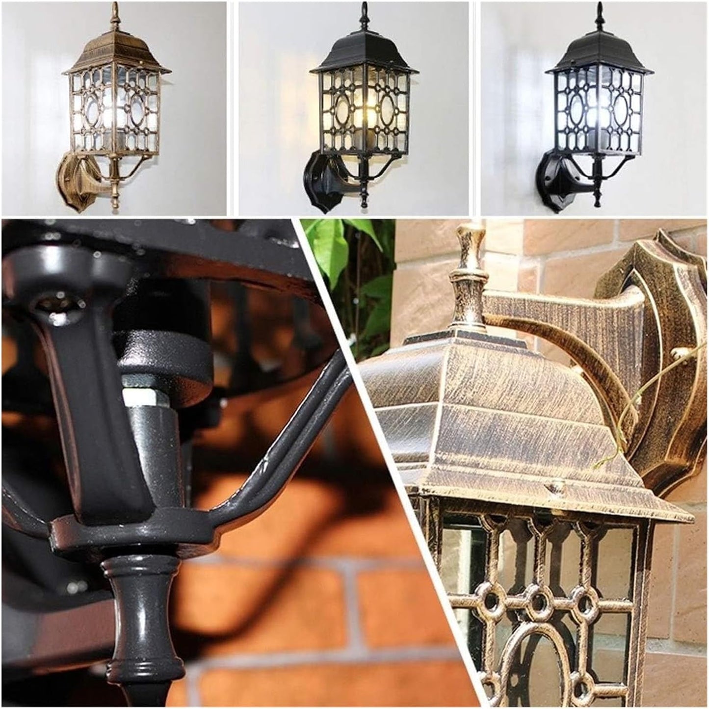 Aluminum Waterproof Retro Wall Lamp for Outdoor Villa Balcony Garden - IP54 E27 Wall Lantern in Bronze Color
