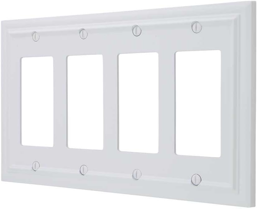 Amerelle 94R4W Continental Wallplate - 4 Rocker, White Cast Metal - 1-Pack