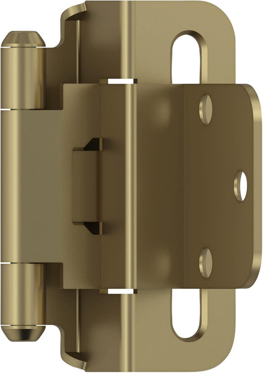 Amerock BPR7565BBZ Golden Champagne Cabinet Hinge - 3/8" Inset Self Closing Partial Wrap - Kitchen Cabinet Door Hardware Pair