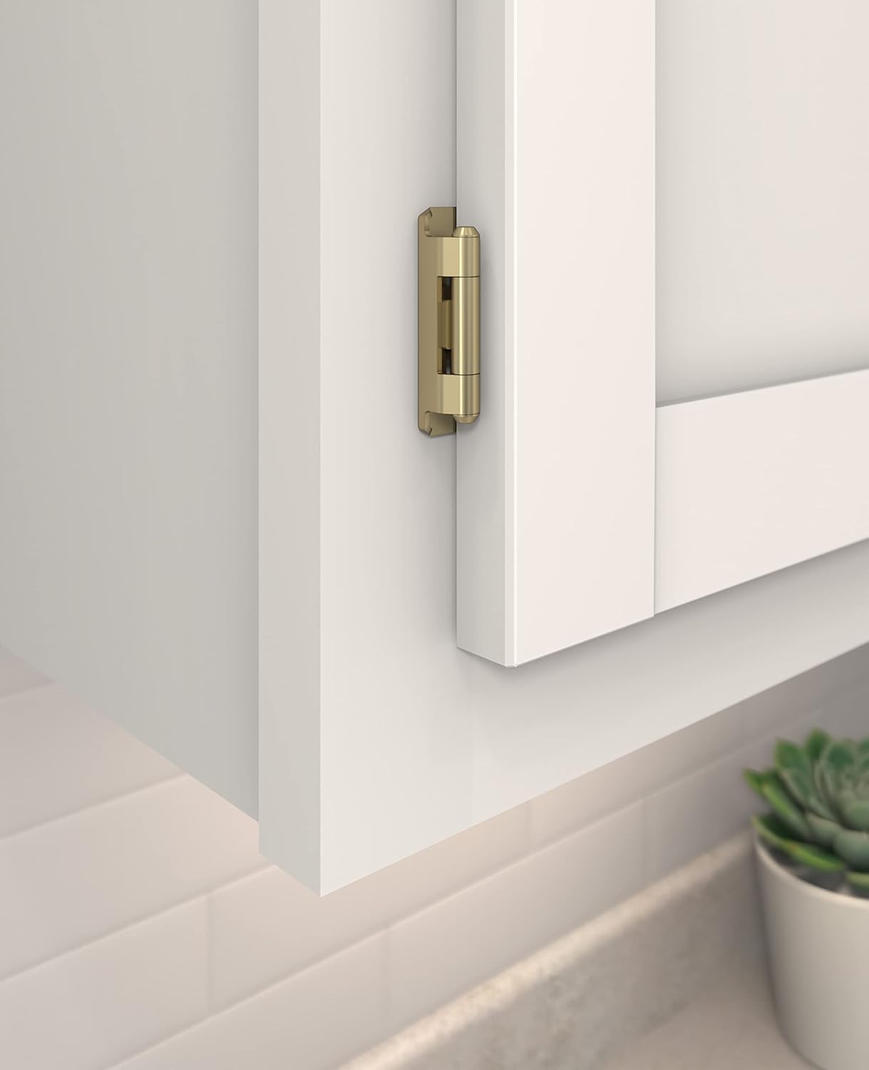 Amerock BPR7565BBZ Golden Champagne Cabinet Hinge - 3/8" Inset Self Closing Partial Wrap - Kitchen Cabinet Door Hardware Pair