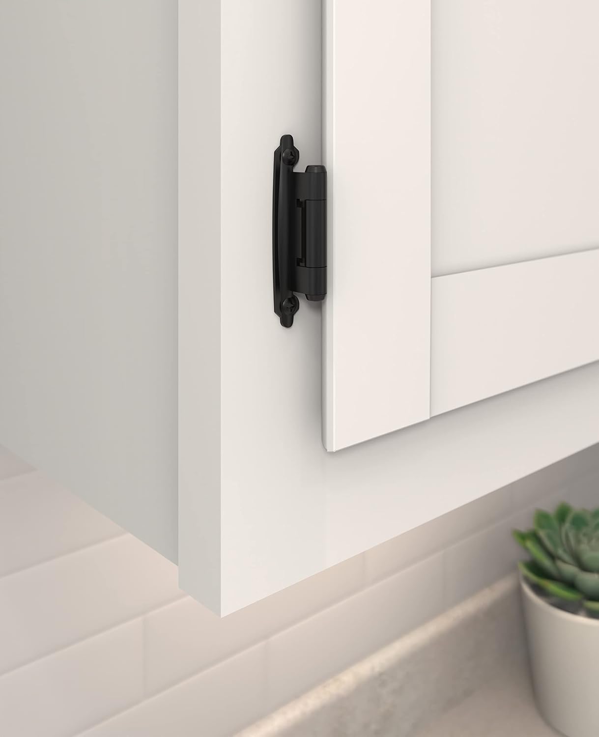 Amerock BPR7630FB Matte Black Self Closing Cabinet Hinge - Face Frame, Variable Overlay, Kitchen Door Hardware - 1 Pair