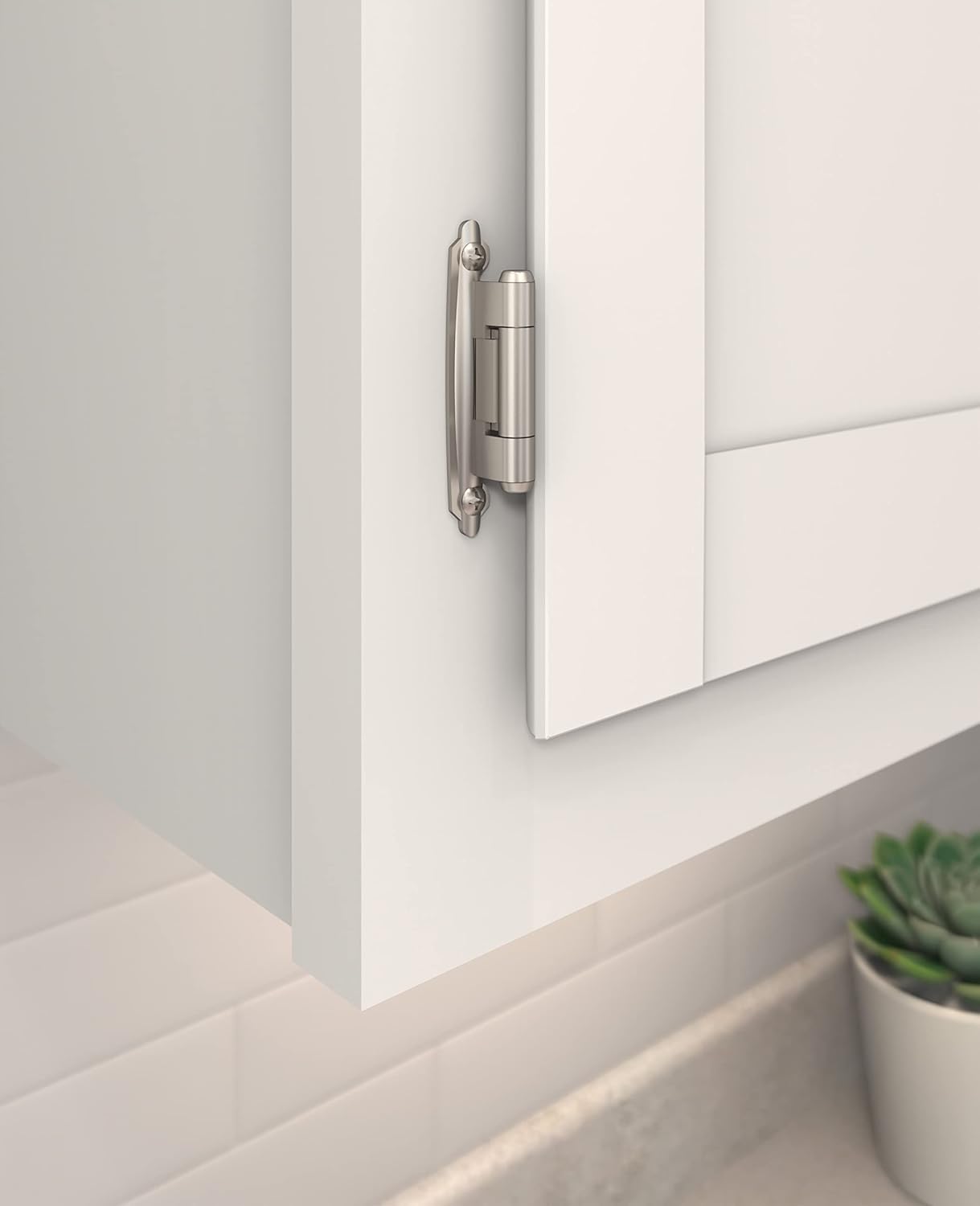 Amerock BPR7630G10 Satin Nickel Cabinet Hinge | Self Closing Variable Overlay | Kitchen Door Hinge | 1 Pair