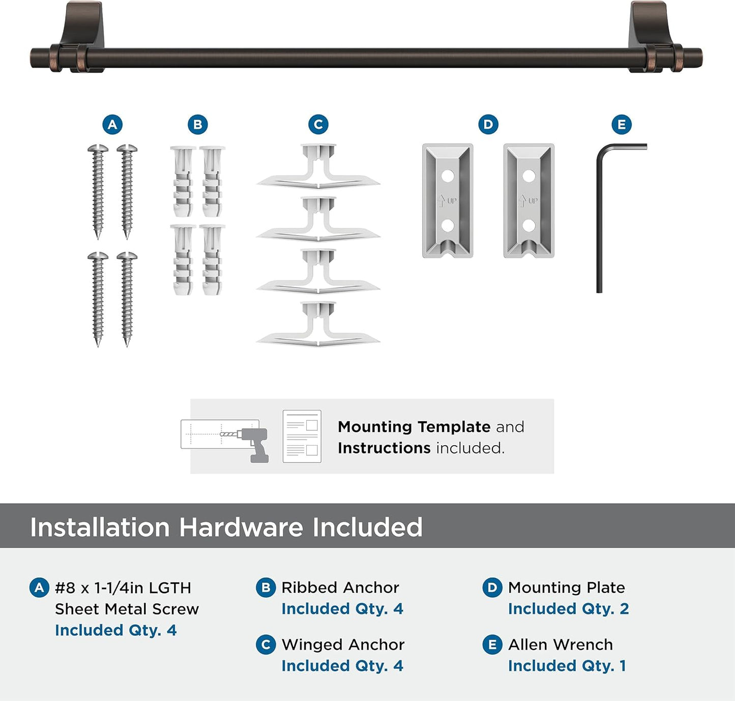 Amerock Davenport BH36053ORB Oil Rubbed Bronze 18" Towel Bar Rack for Bathroom Hardware and Bath Accessories