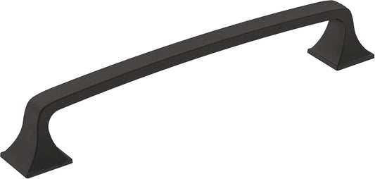 Amerock Matte Black Cabinet Pull 6-5/16 inch Center-to-Center Ville 1 Pack - Drawer Handle Hardware