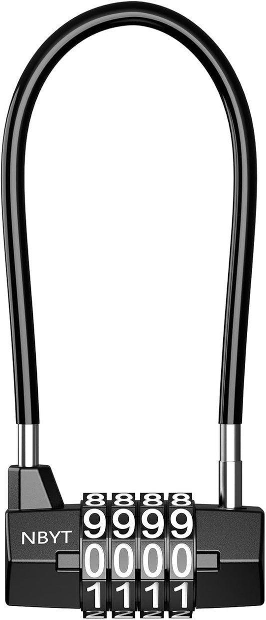 AMIR Long Shackle Combination Padlock - 4 Digit Resettable, Waterproof Handle for School, Gym, Locker, Gate, Bike, Luggage - WildKart