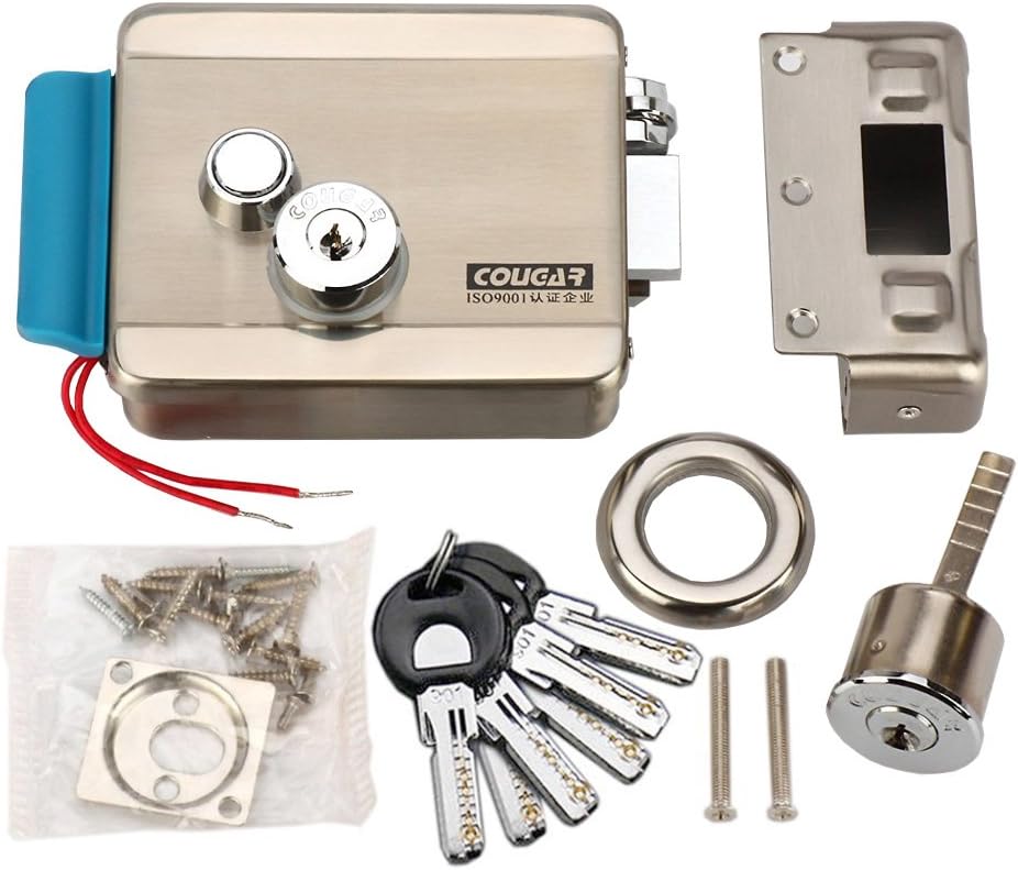 AMOCAM Electric Electronic Door Lock with 6 Computerized Doted Keys - Stainless Steel E-lock for Video Door Phone Intercom Access Control