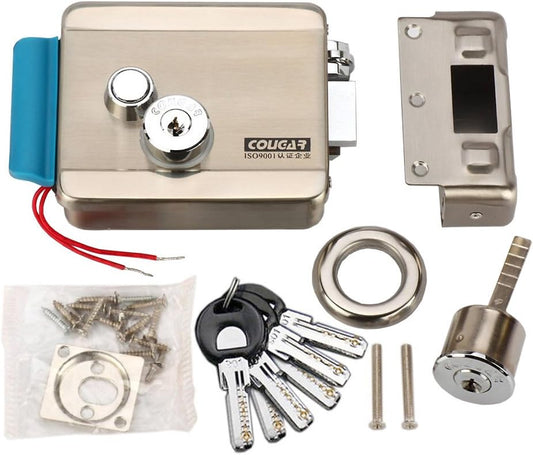 AMOCAM Electric Electronic Door Lock with 6 Computerized Doted Keys - Stainless Steel E-lock for Video Door Phone Intercom Access Control