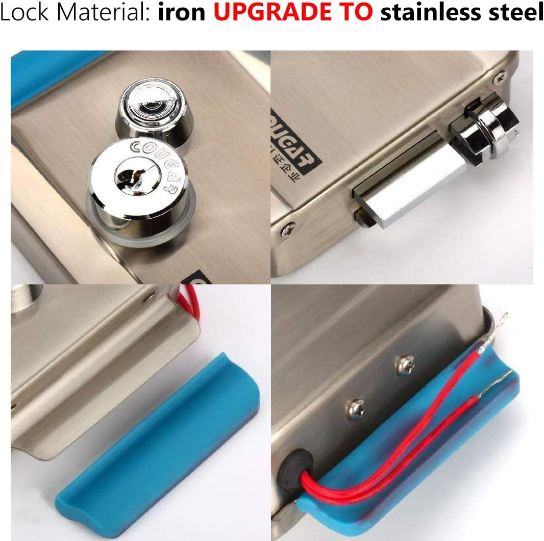 AMOCAM Electric Electronic Door Lock with 6 Computerized Doted Keys - Stainless Steel E-lock for Video Door Phone Intercom Access Control