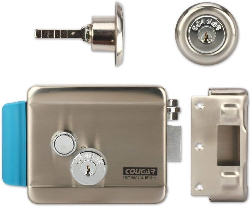 AMOCAM Electric Electronic Door Lock with 6 Computerized Doted Keys - Stainless Steel E-lock for Video Door Phone Intercom Access Control