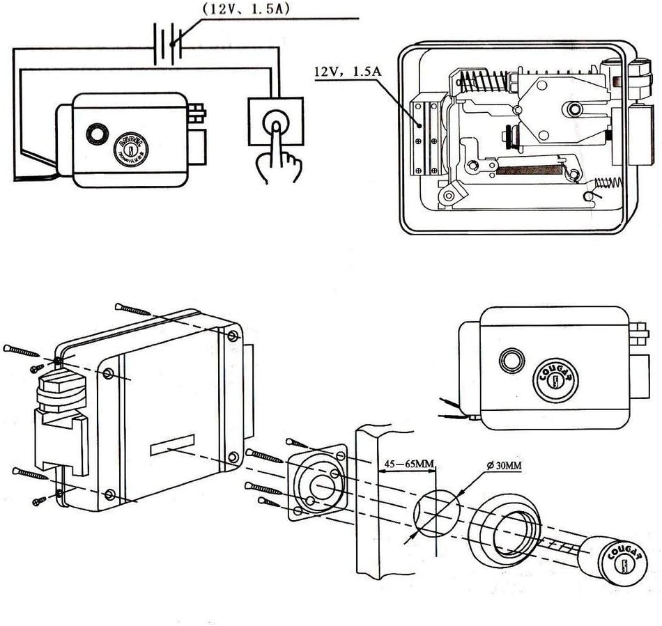 AMOCAM Electric Electronic Door Lock with 6 Computerized Doted Keys - Stainless Steel E-lock for Video Door Phone Intercom Access Control