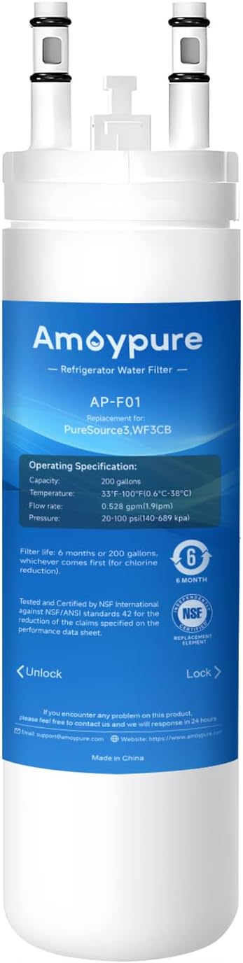 Amoypure WF3CB Water Filter Replacement Compatible with Frigidaire PureSource 3 - 1 Pack