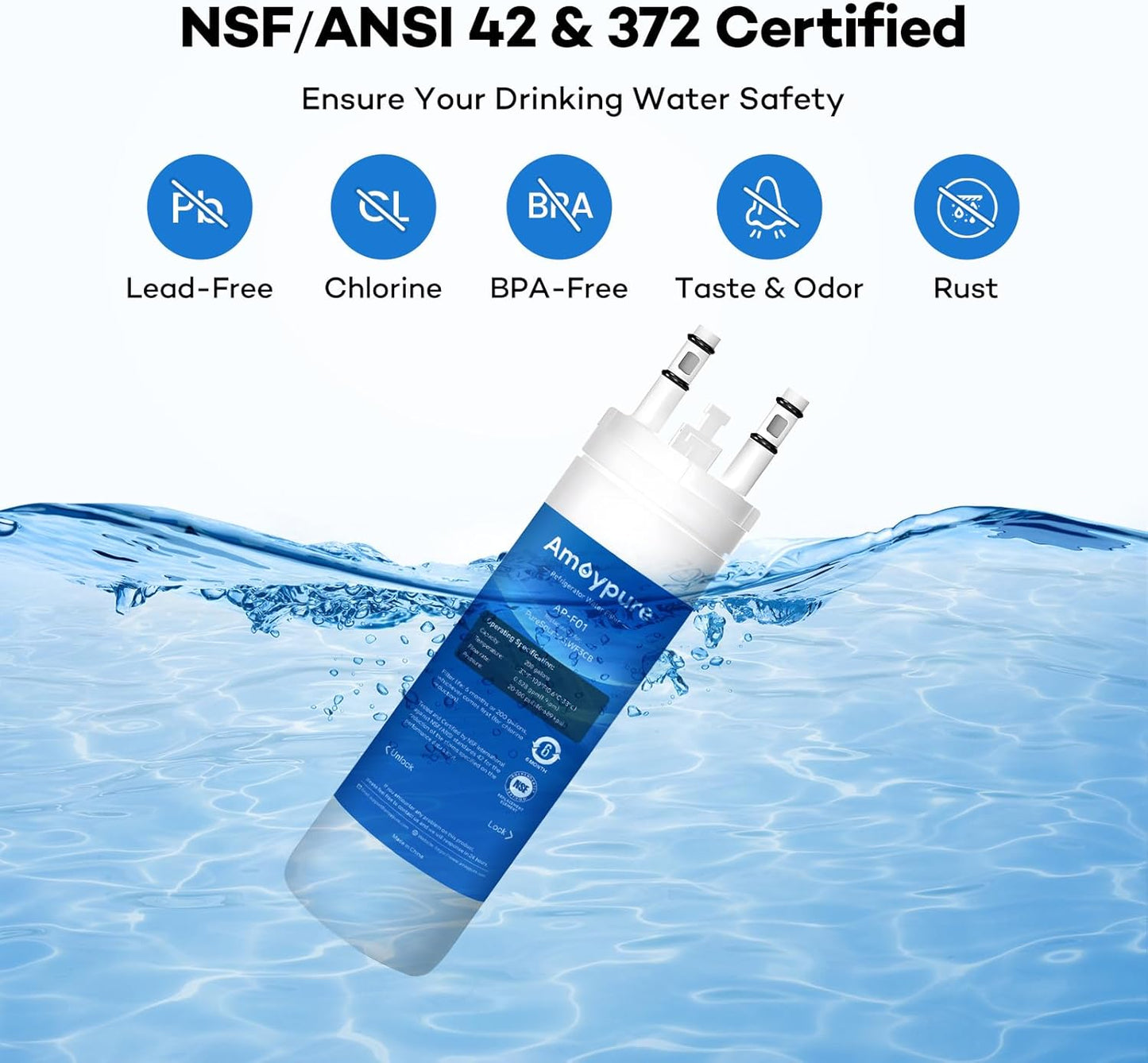 Amoypure WF3CB Water Filter Replacement Compatible with Frigidaire PureSource 3 - 1 Pack