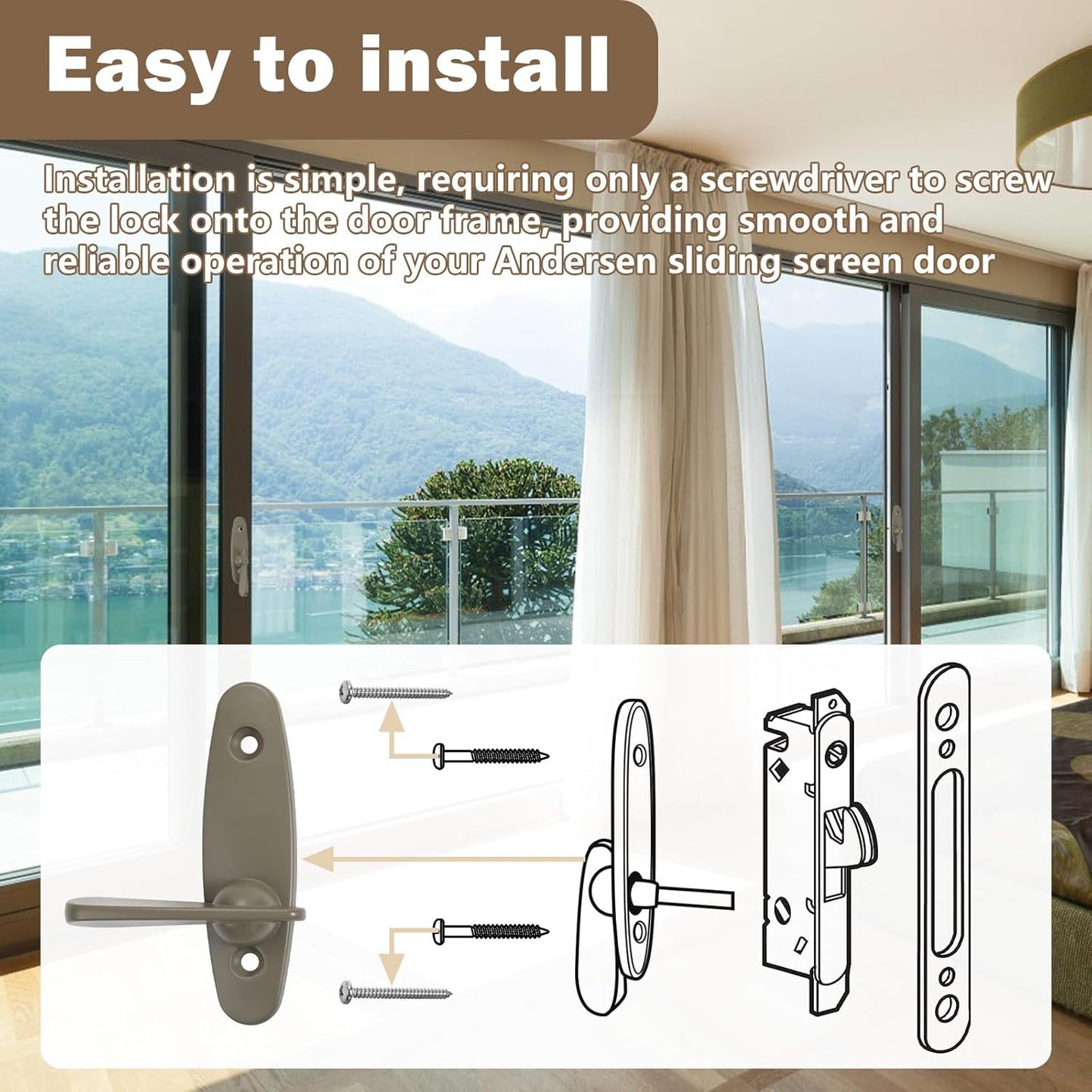 Andersen Tribeca Style Gliding Door Thumb Latch Replacement Kit - Compatible with Narroline, Perma-Shield, and Frenchwood Gliding Patio Doors - 2 PCS