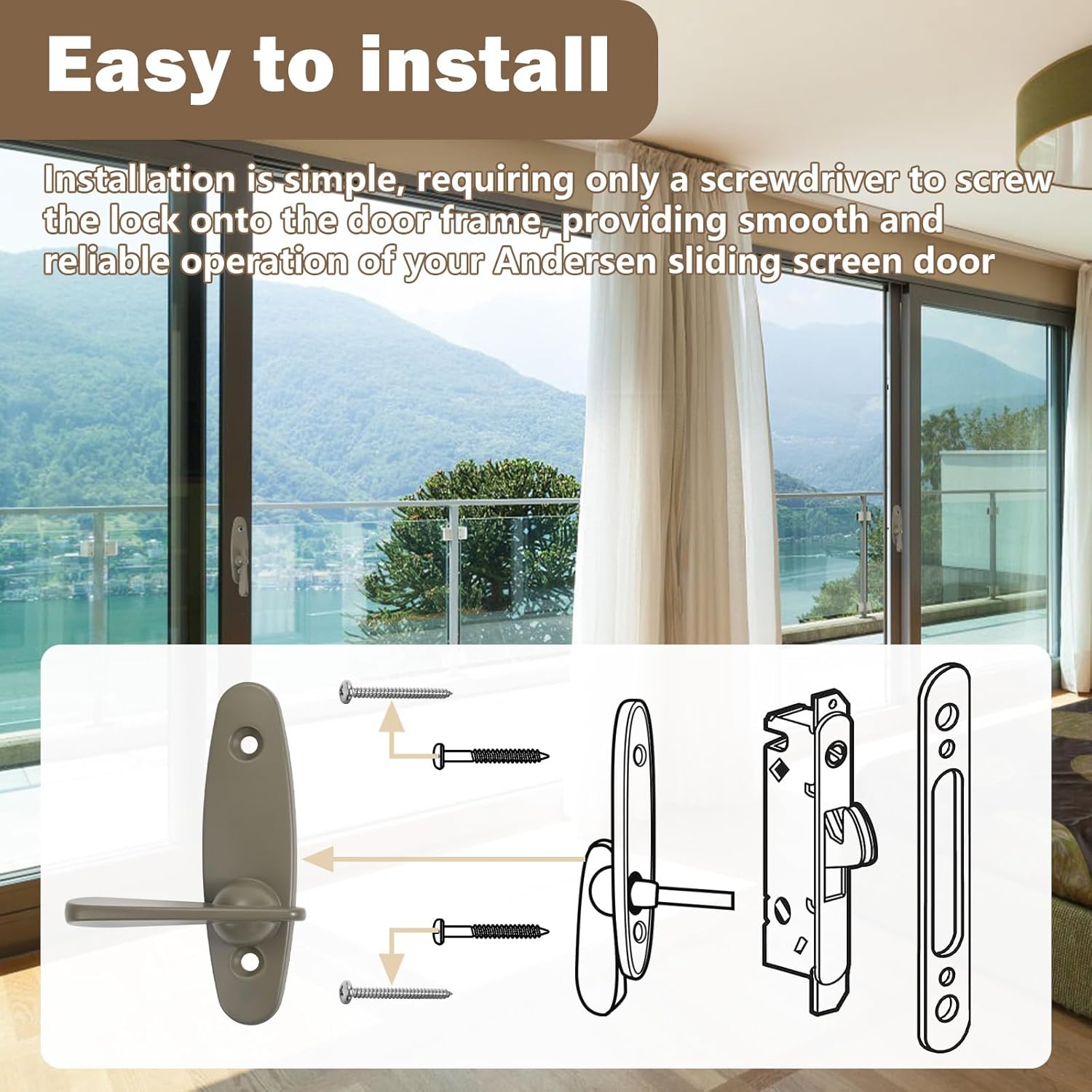 Andersen Tribeca Style Gliding Door Thumb Latch Replacement Kit - Compatible with Narroline, Perma-Shield, and Frenchwood Gliding Patio Doors - 2 PCS