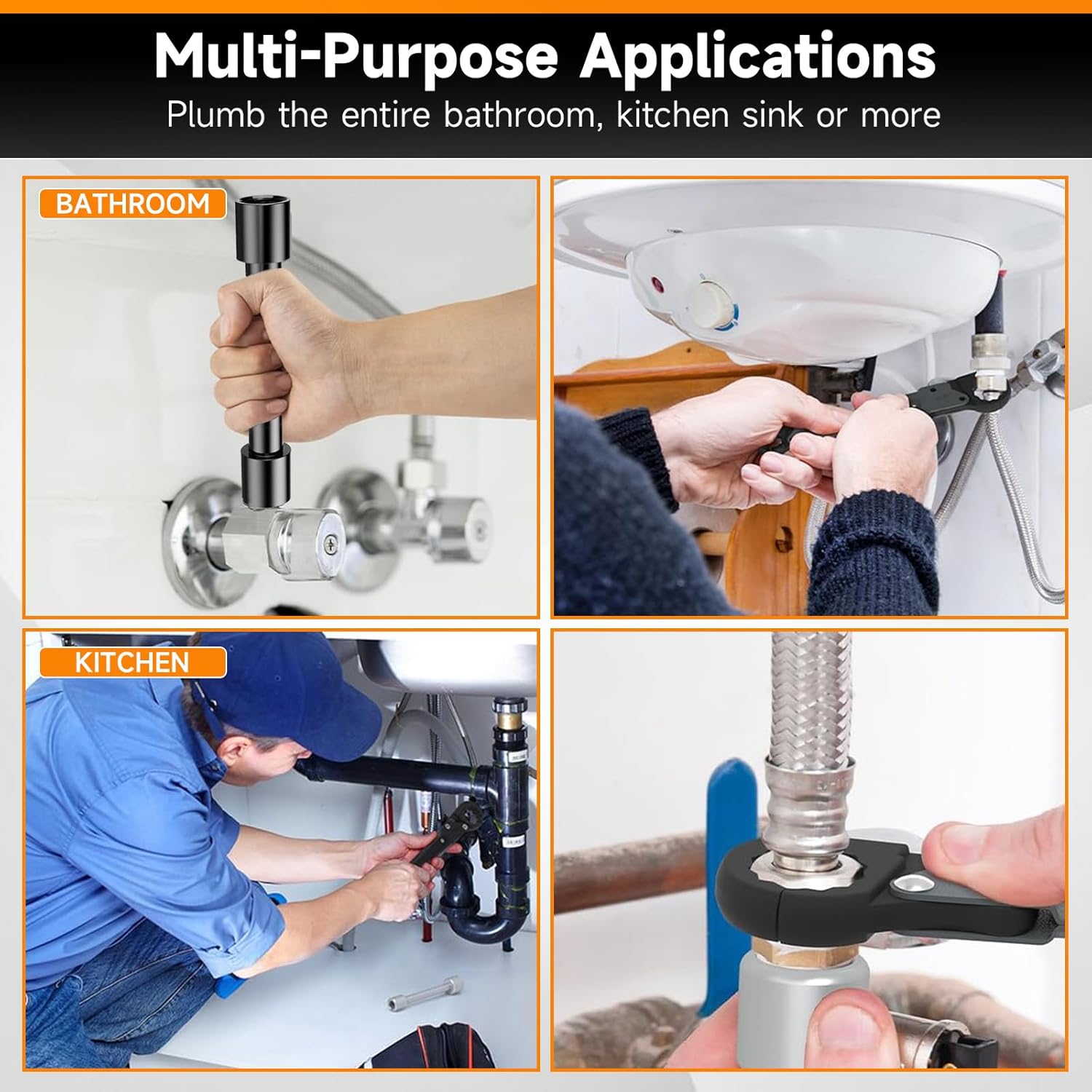 Angle Stop Installation & Removal Tools Kit for Replacing Valves - dalicode Professional Plumbing Wrench Set for Plumbing Work