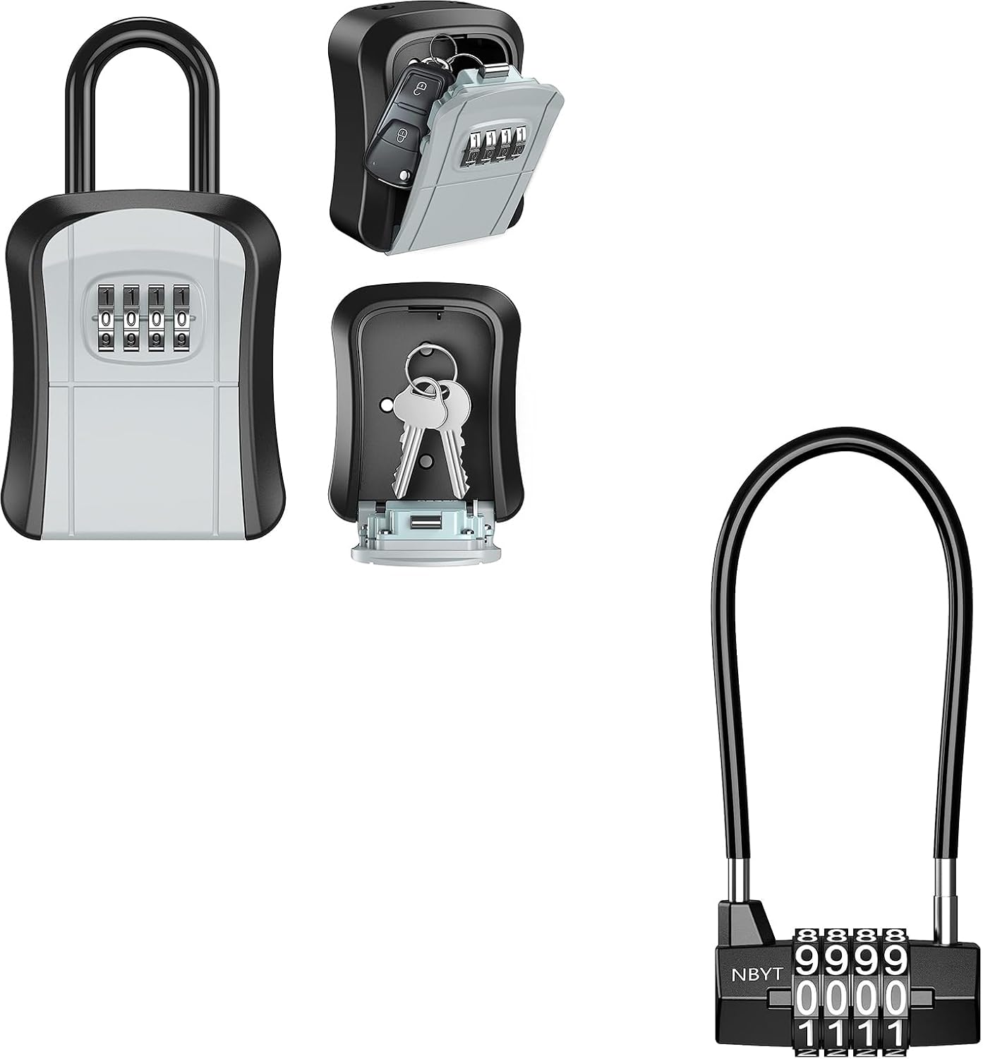 Ankilo Lock Box with 3.5 Inch Long Shackle Combination Padlock for House Key Access