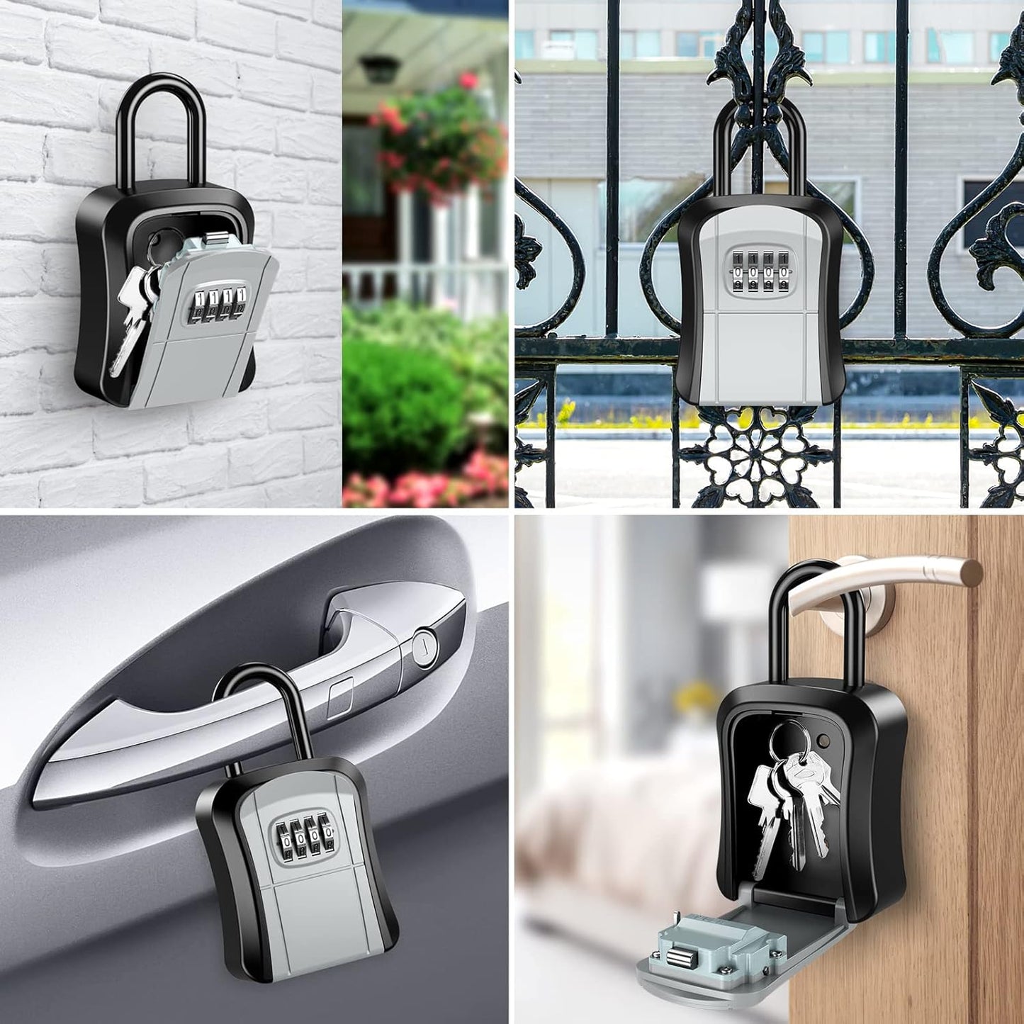 Ankilo Lock Box with 3.5 Inch Long Shackle Combination Padlock for House Key Access