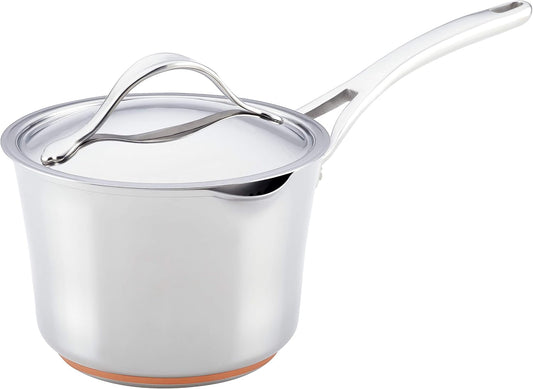 Anolon 77448 Nouvelle Stainless Steel 3.5 Quart Sauce Pan with Straining Lid in Silver Color