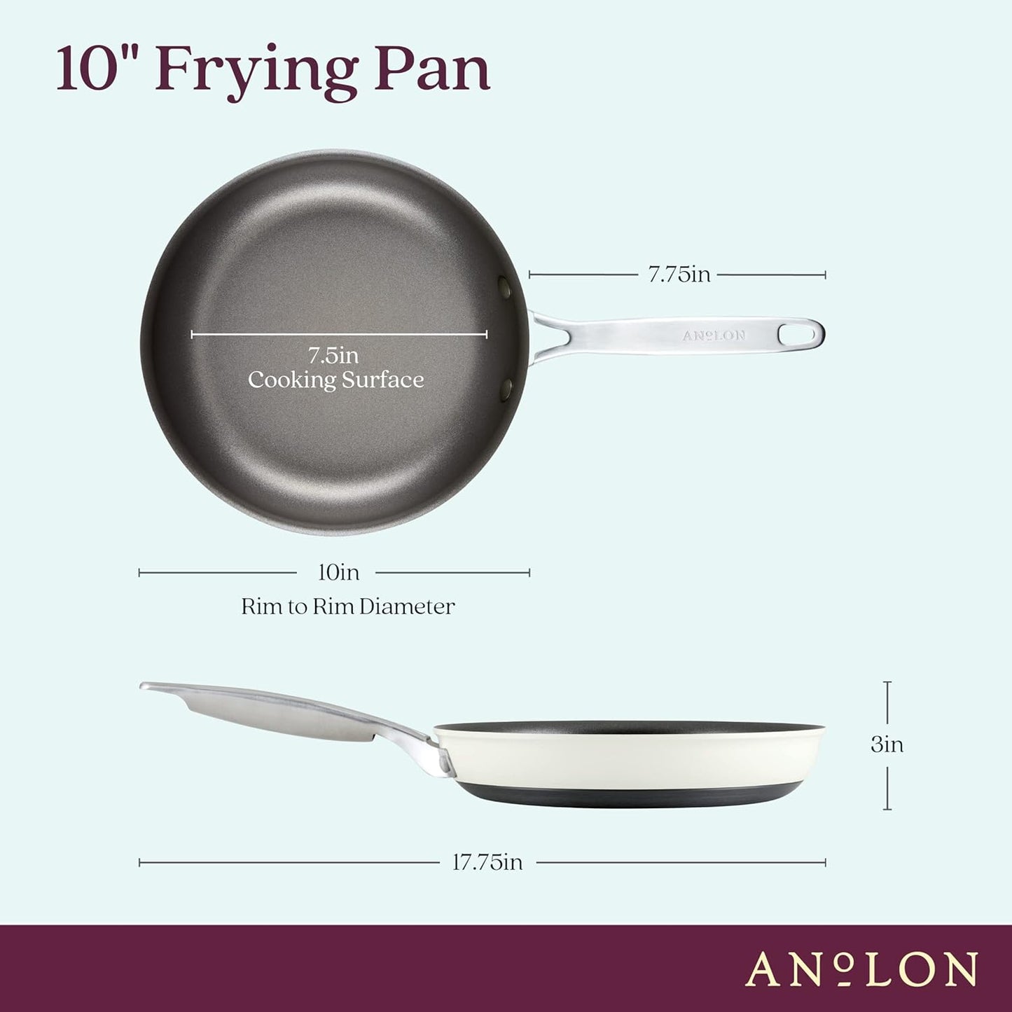 Anolon Achieve Hard Anodized Nonstick Skillet Pan in Cream Finish, 10 Inch