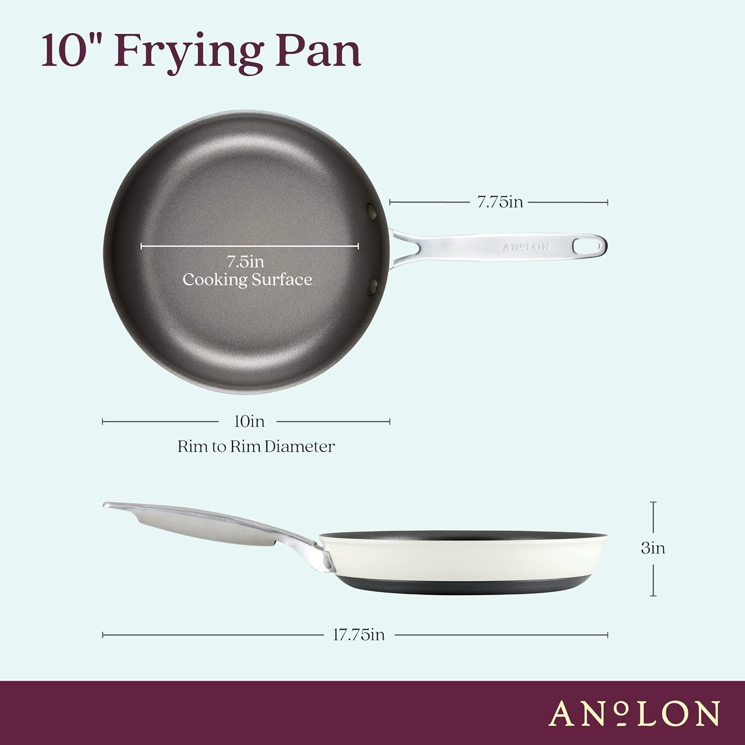 Anolon Achieve Hard Anodized Nonstick Skillet Pan in Cream Finish, 10 Inch