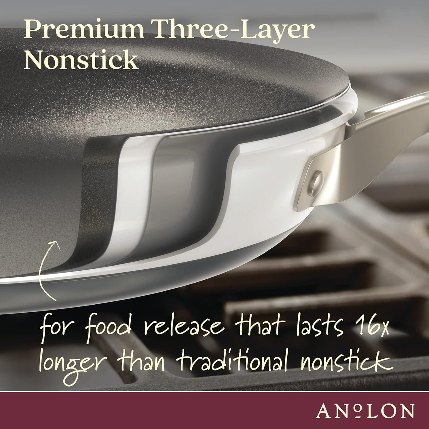Anolon Achieve Hard Anodized Nonstick Skillet Pan in Cream Finish, 10 Inch