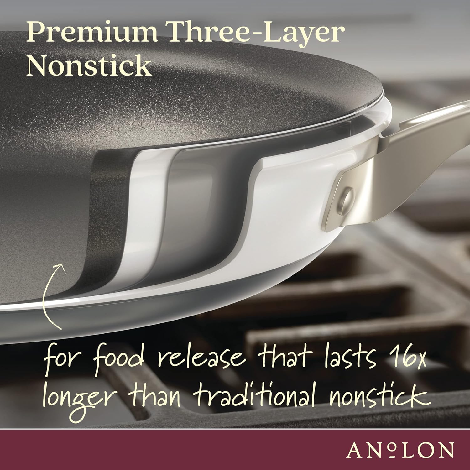 Anolon Achieve Hard Anodized Nonstick Skillet Pan in Cream Finish, 10 Inch