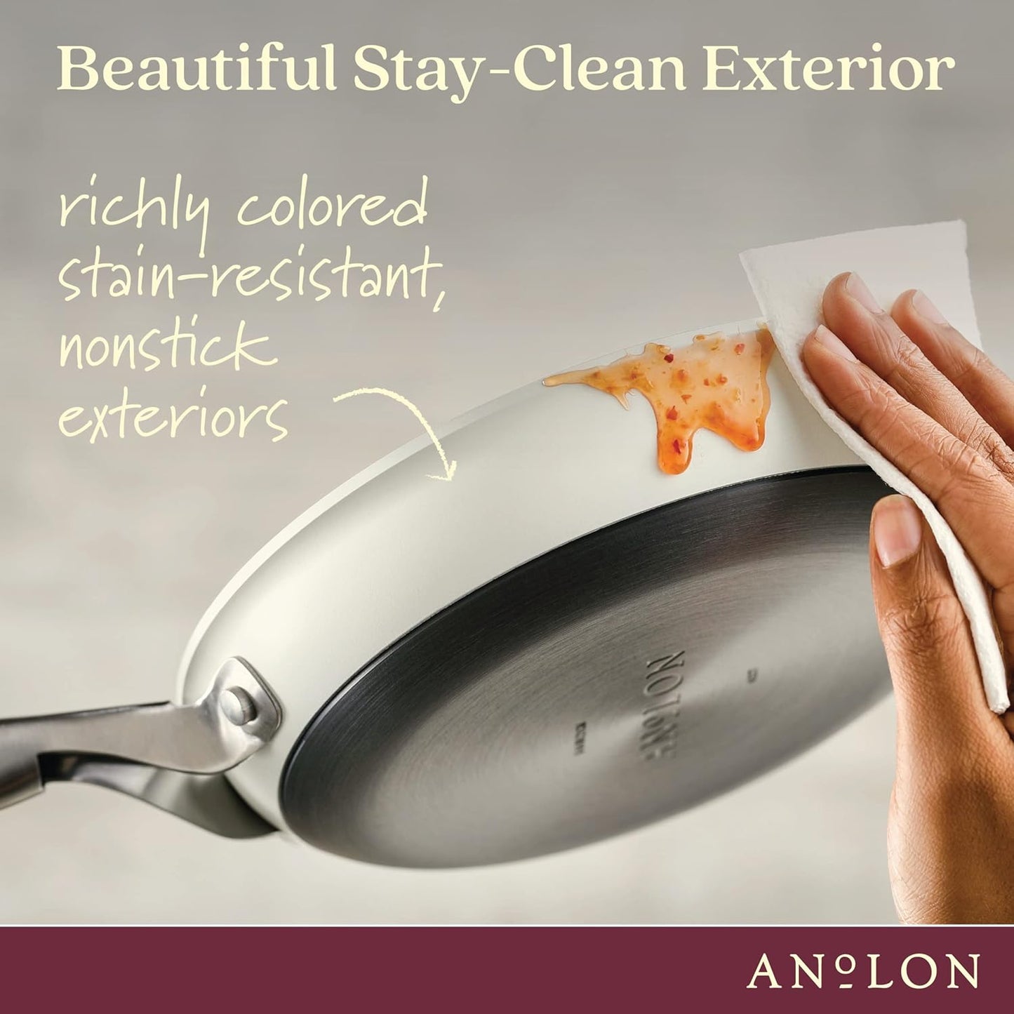 Anolon Achieve Hard Anodized Nonstick Skillet Pan in Cream Finish, 10 Inch