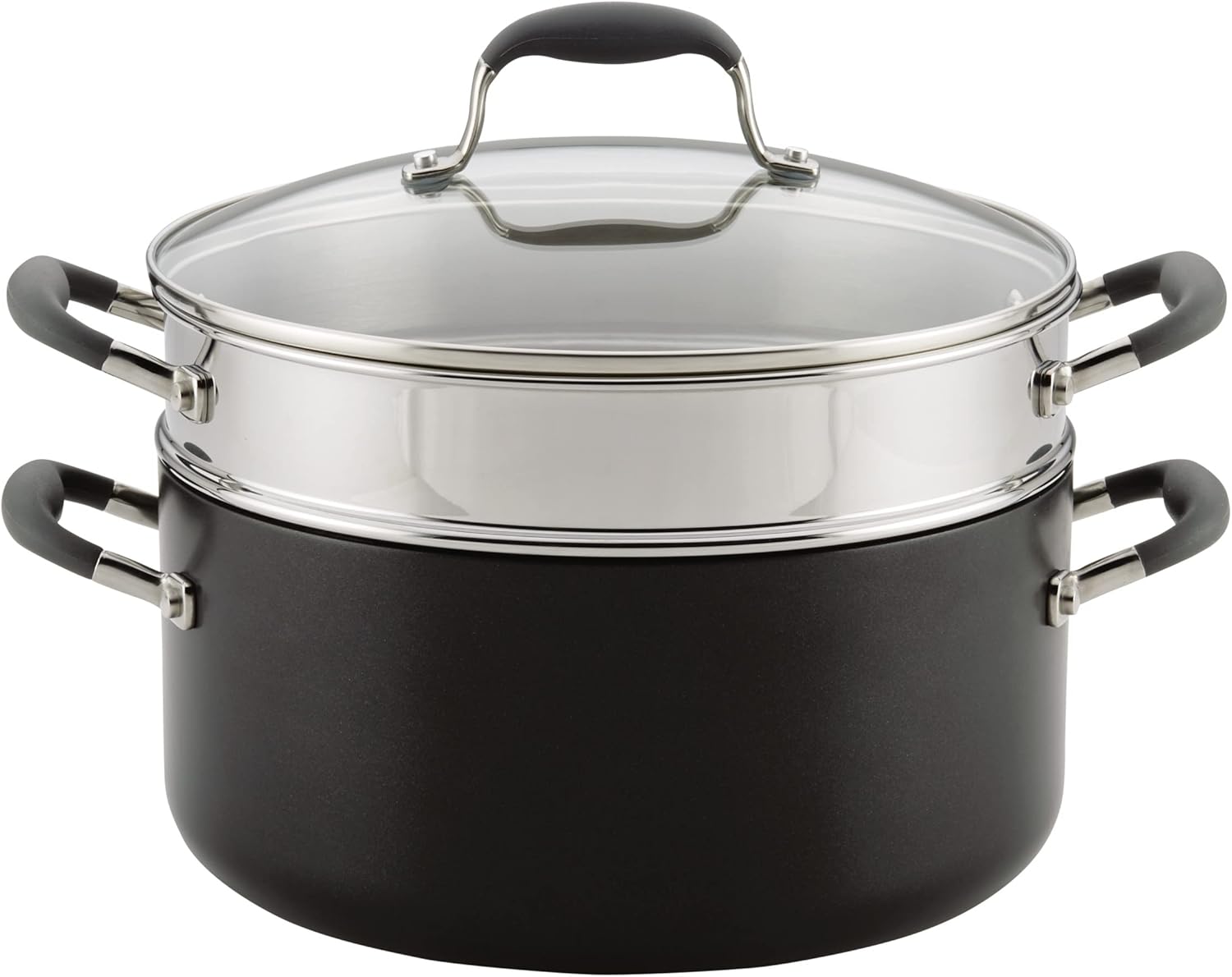 Anolon Advanced 8.5-Quart Hard-Anodized Dutch Oven Multi Steamer Set, Graphite - Versatile Cookware