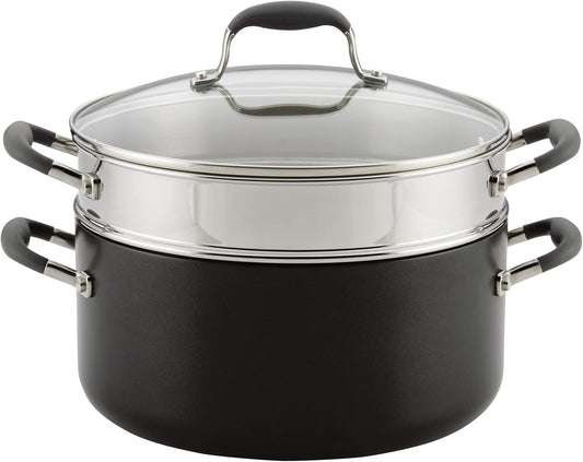 Anolon Advanced 8.5-Quart Hard-Anodized Dutch Oven Multi Steamer Set, Graphite - Versatile Cookware