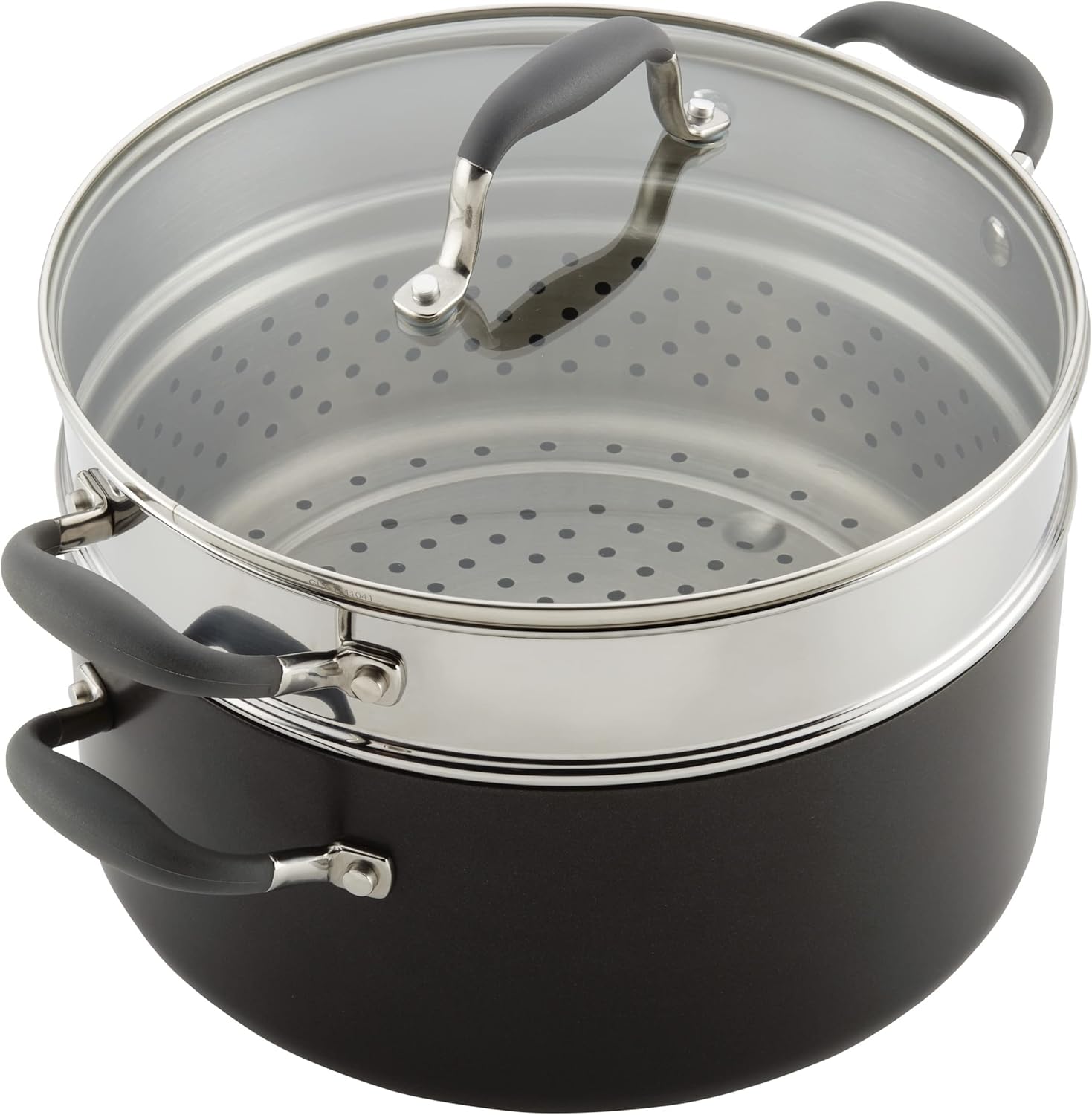 Anolon Advanced 8.5-Quart Hard-Anodized Dutch Oven Multi Steamer Set, Graphite - Versatile Cookware