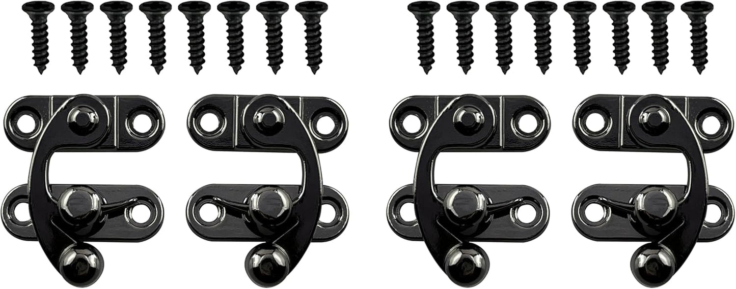 Antique Black Hook Padlock Set for Jewellery Boxes, Cabinets, Toolboxes, and Luggage - 2 Sets Available