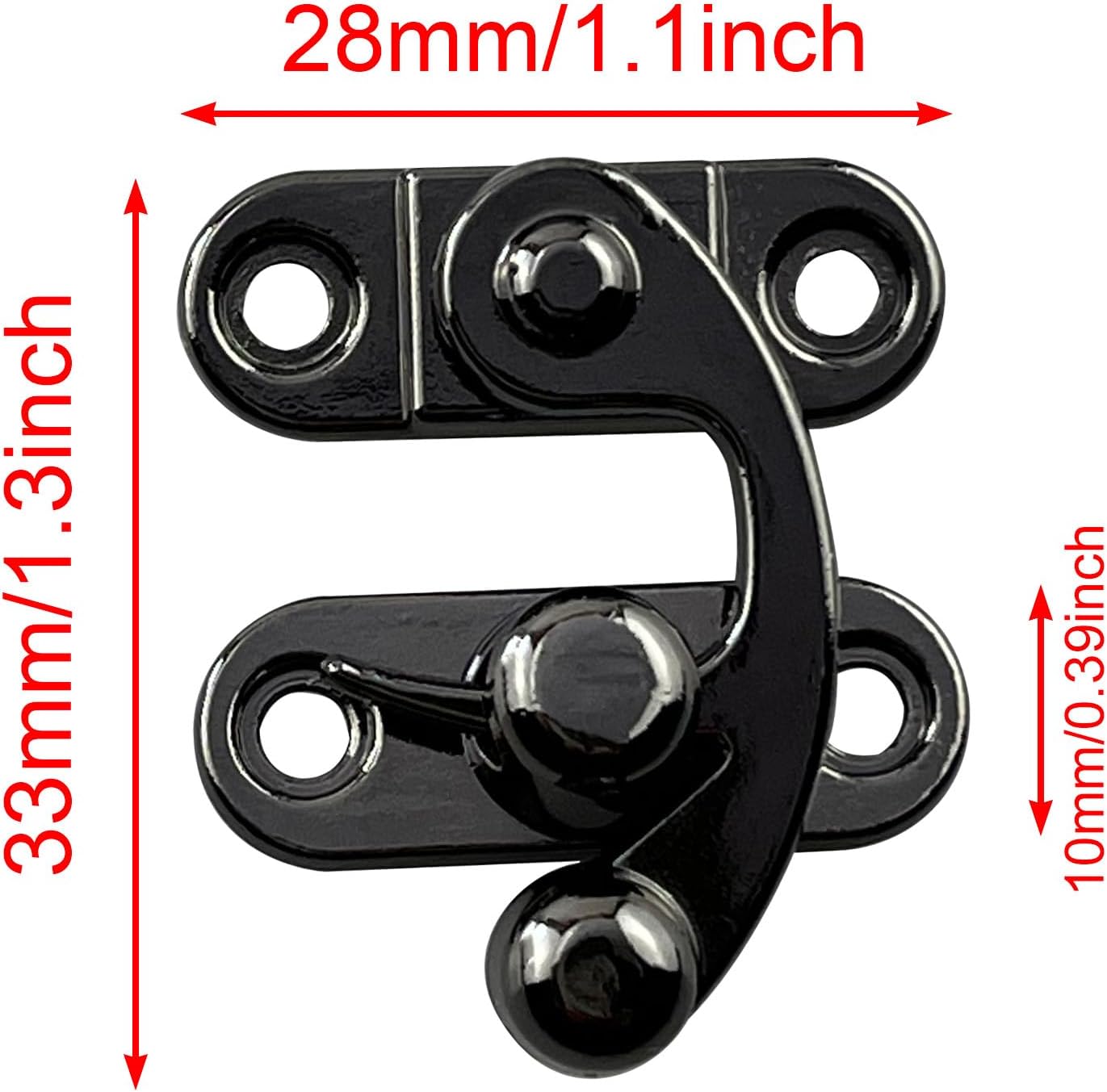 Antique Black Hook Padlock Set for Jewellery Boxes, Cabinets, Toolboxes, and Luggage - 2 Sets Available