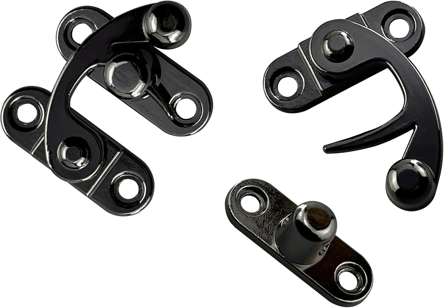 Antique Black Hook Padlock Set for Jewellery Boxes, Cabinets, Toolboxes, and Luggage - 2 Sets Available