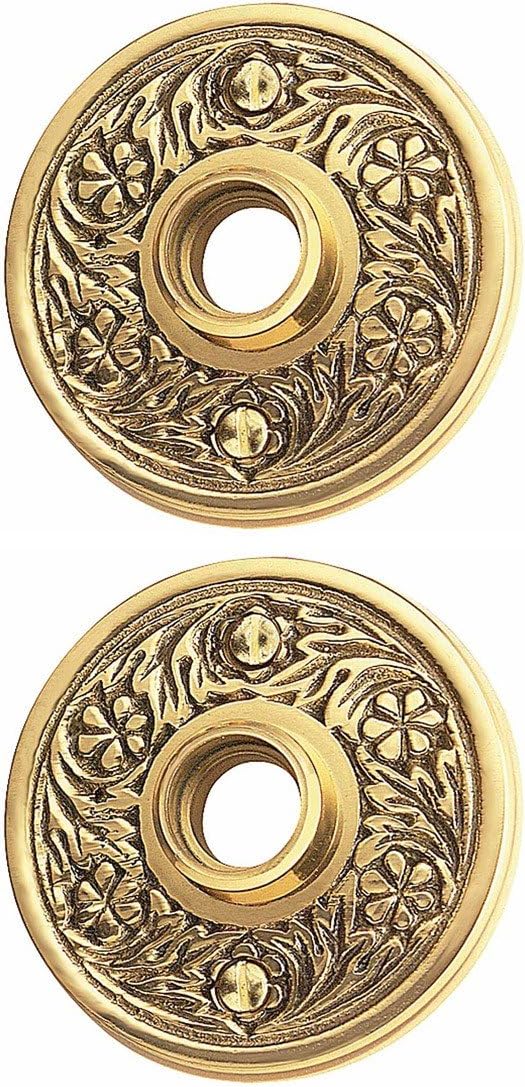 Antique Brass Decorative Door Knob Rosette Pair - 2.38 in. - Renovators Supply Manufacturing