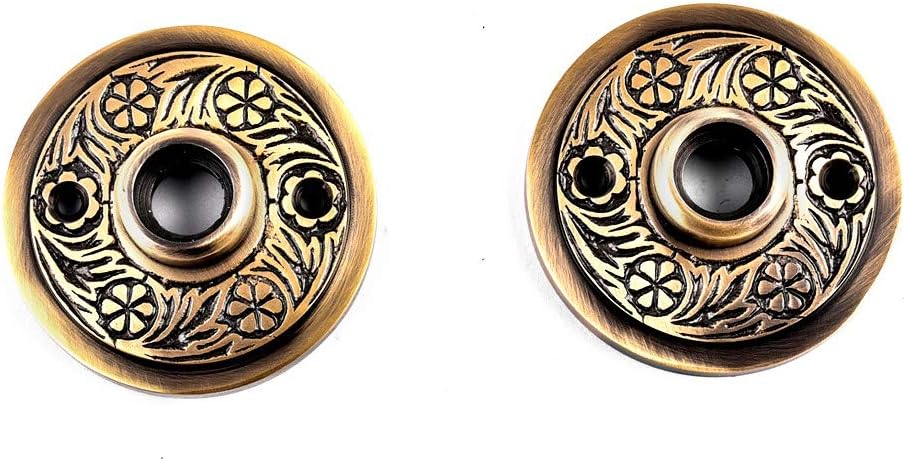 Antique Brass Decorative Door Knob Rosette Pair - 2.38 in. - Renovators Supply Manufacturing