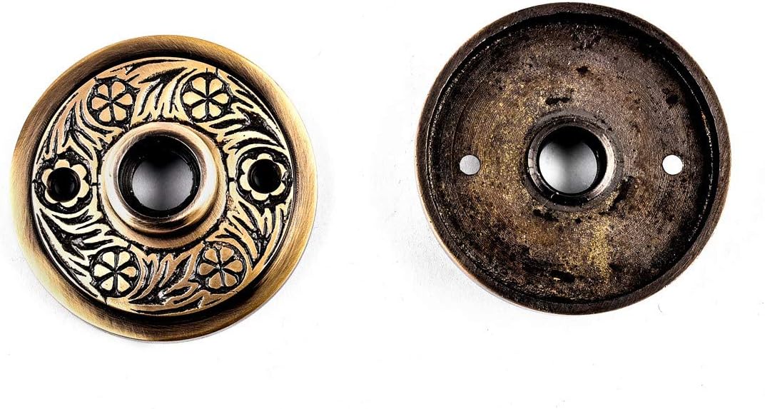 Antique Brass Decorative Door Knob Rosette Pair - 2.38 in. - Renovators Supply Manufacturing