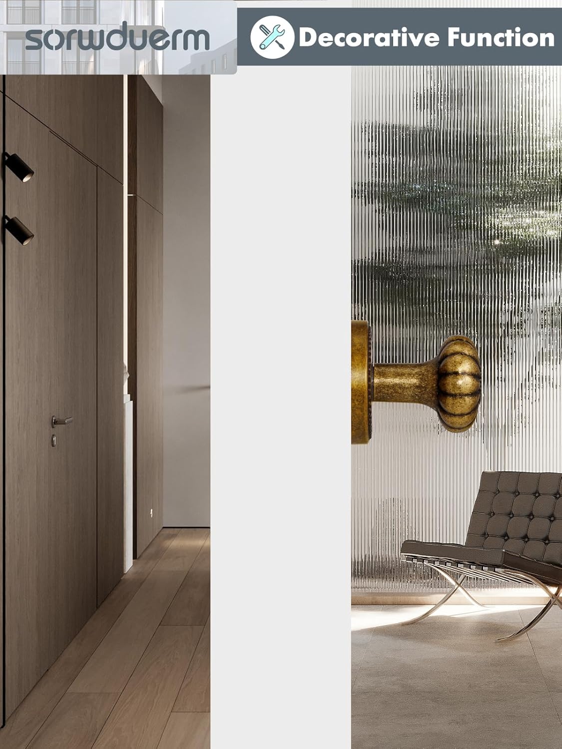 Antique Brass Decorative Dummy Door Knob Set - Single Sided Interior Handle, 2 Pack Zinc Alloy