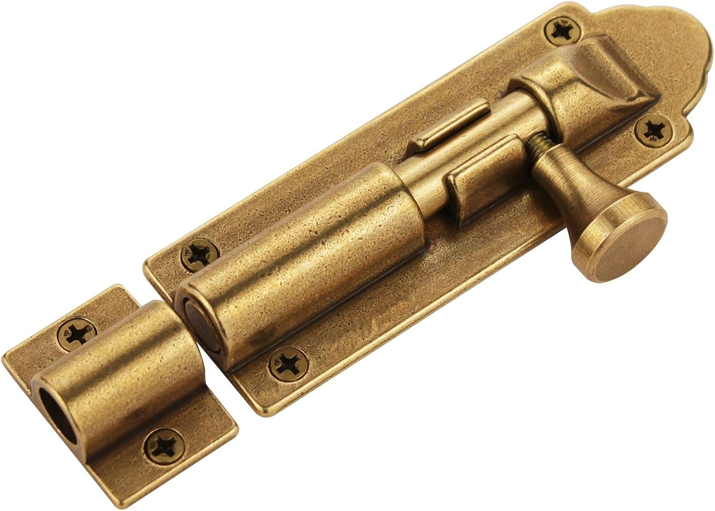Antique Brass Heavy Duty Barrel Bolt Lock for Gates and Doors - Runningfish Solid Cast Brass Slide Latch