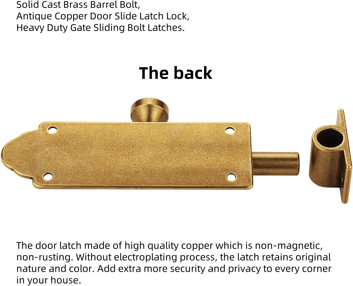 Antique Brass Heavy Duty Barrel Bolt Lock for Gates and Doors - Runningfish Solid Cast Brass Slide Latch