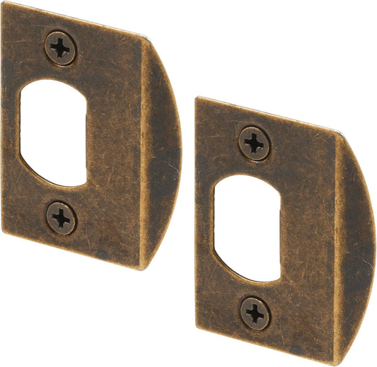 Antique Brass Plated Dead Latch Door Strike - Pack of 2 by Prime-Line E 2233