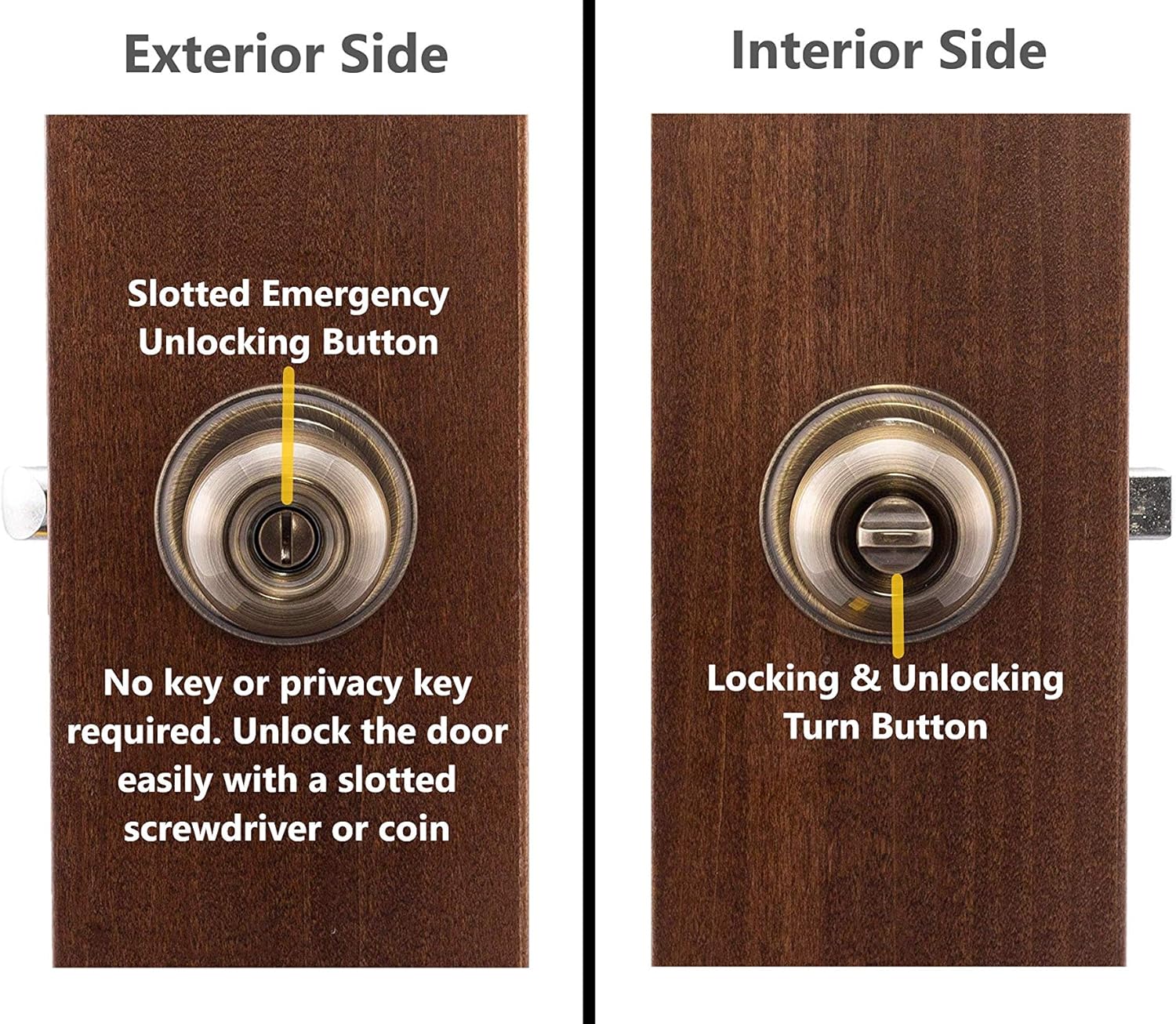 Antique Brass Privacy Ball Door Knob by Copper Creek - BK2030AB, 1 Pack