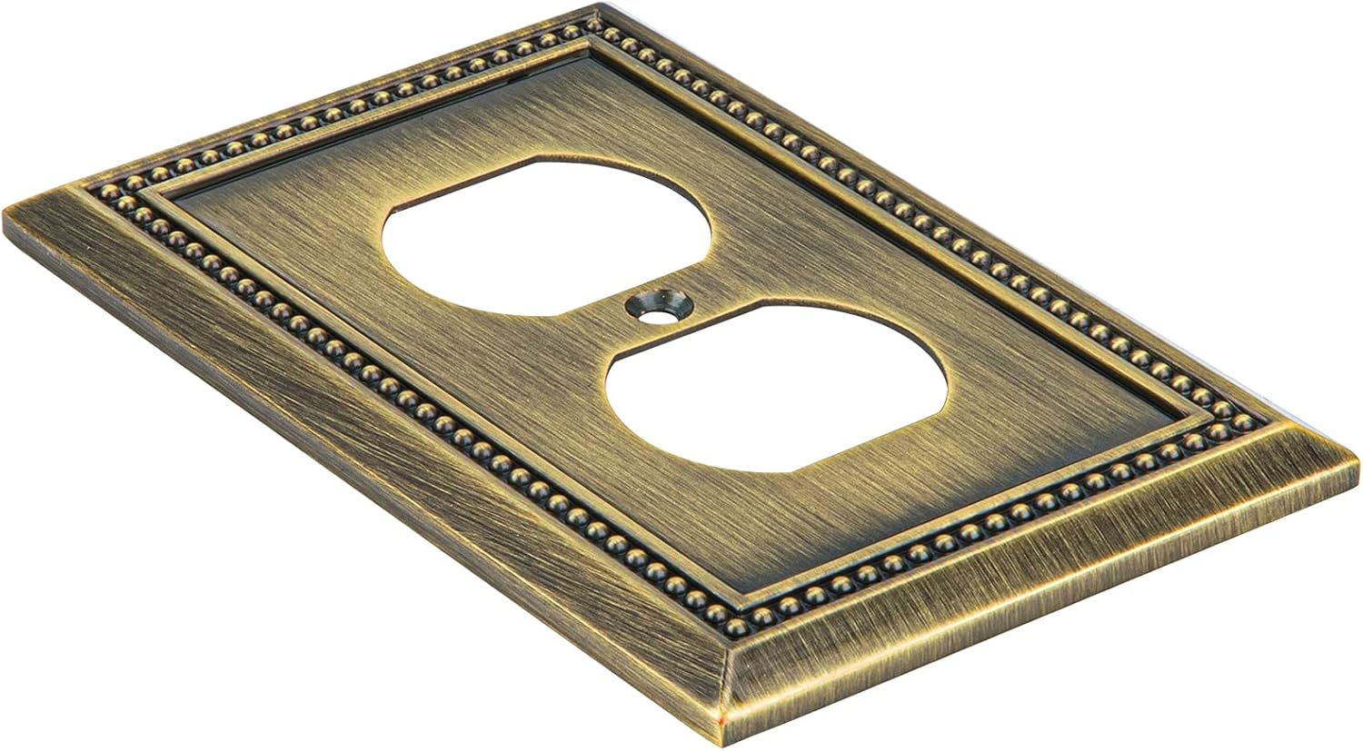 Antique Brass Sunken Pearls Decorative Wall Plate Switch Cover (Single Duplex, 3 Pack) by Henne Bery