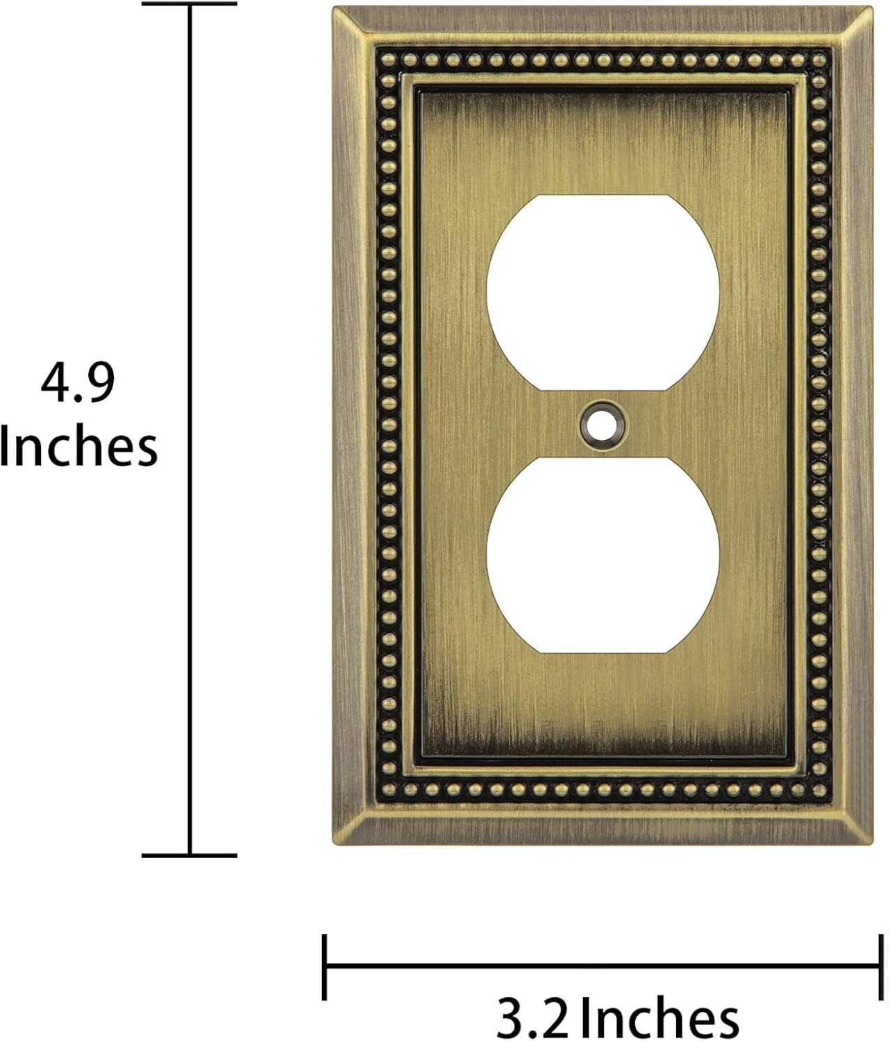 Antique Brass Sunken Pearls Decorative Wall Plate Switch Cover (Single Duplex, 3 Pack) by Henne Bery