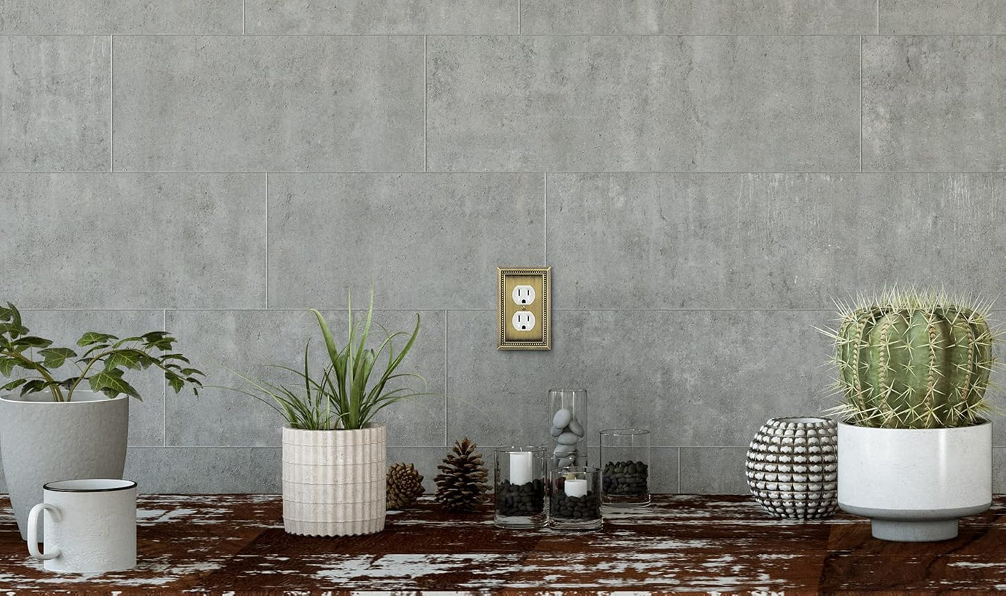 Antique Brass Sunken Pearls Decorative Wall Plate Switch Cover (Single Duplex, 3 Pack) by Henne Bery