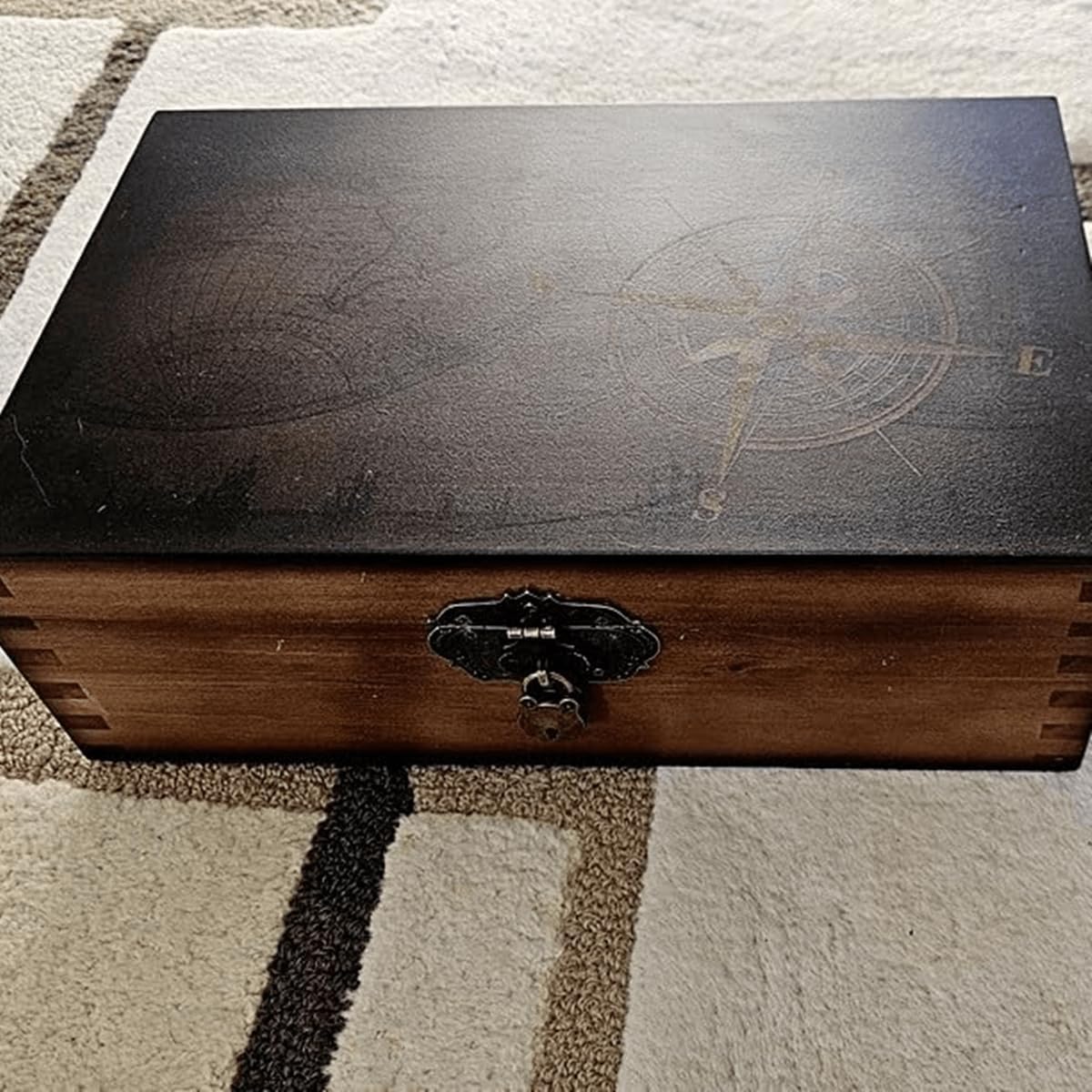 Antique Bronze Decorative Box Hasp Clasp Latch and Padlock Set for Furniture Hardware