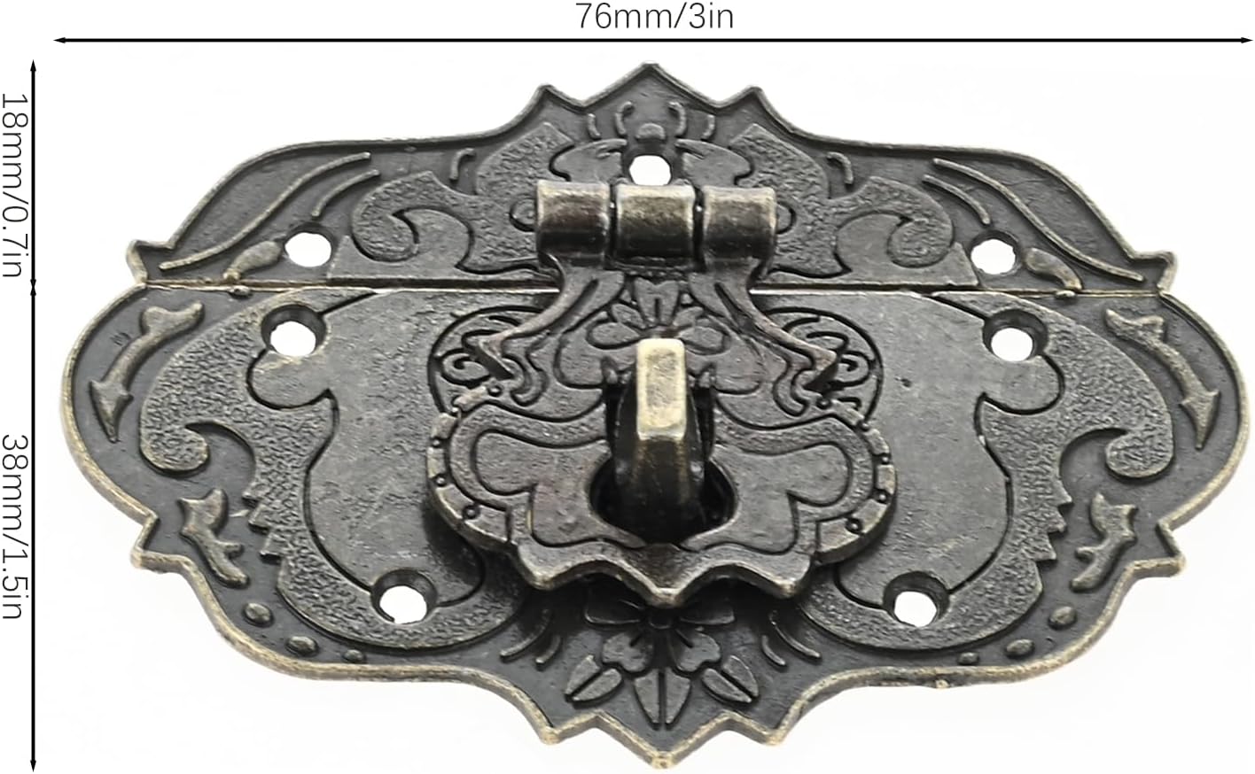 Antique Bronze Decorative Box Hasp Clasp Latch with Padlock and Key - Set of 2 for Jewelry Box Wooden Case Furniture Hardware