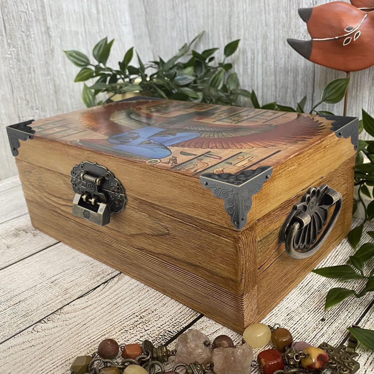 Antique Bronze Decorative Hardware Kit for Jewelry Box, Cabinet, Wooden Handcrafts - Includes Hasp Latch, Padlock, Hinges, Corner Protectors, Pull Handle, Screws